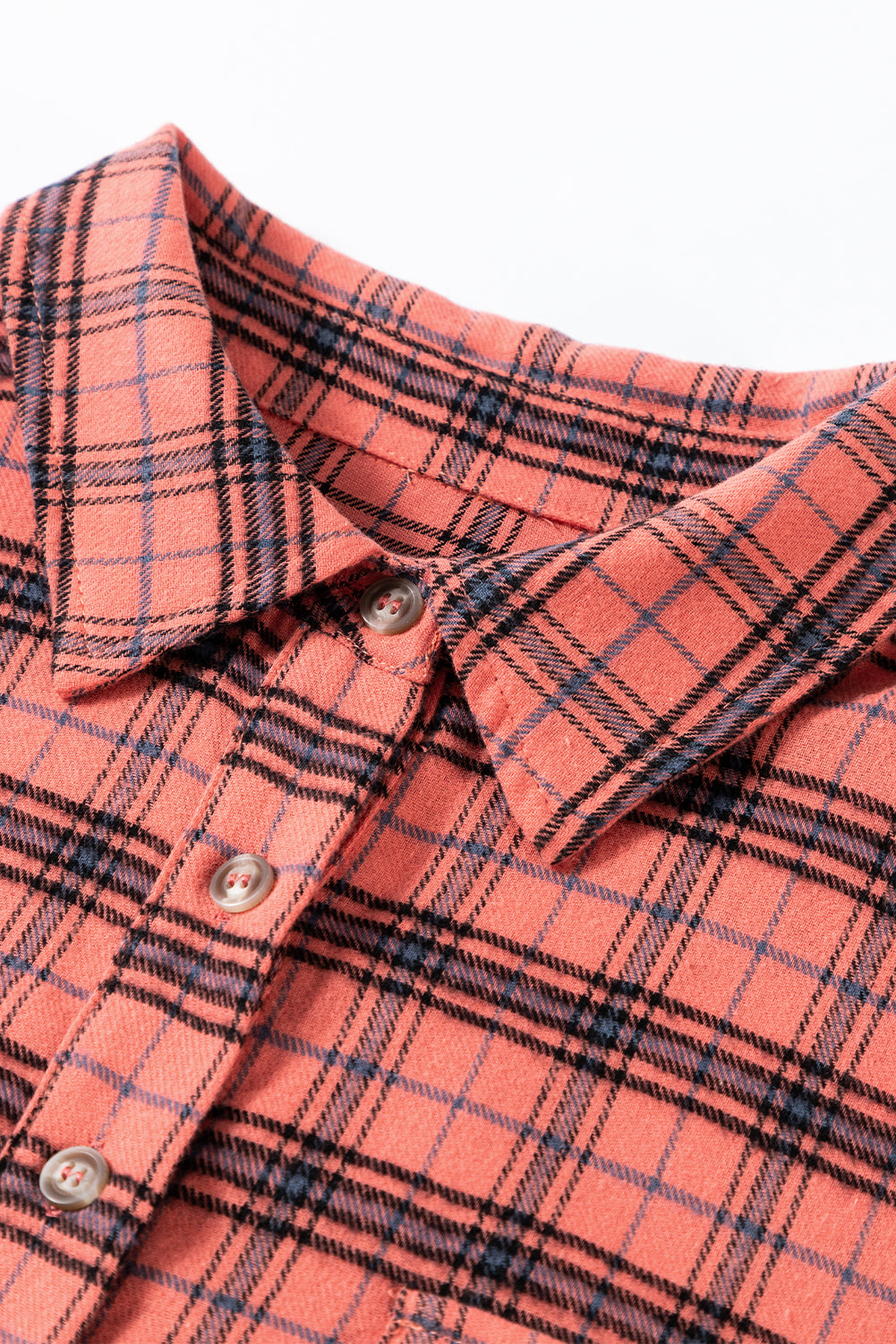 Red Plaid Long Sleeeve Side Split Distressed Hem Shirt